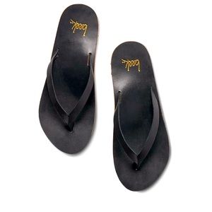 Beek Songbird Black Leather Flip Flops (Weekend Sale)
